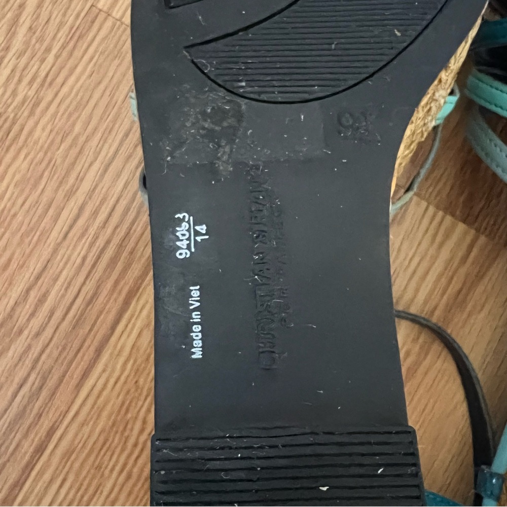 Christian Siriano for Payless wedge‎ Strappy sandals sz 9.5 turquoise t strap - Picture 10 of 14